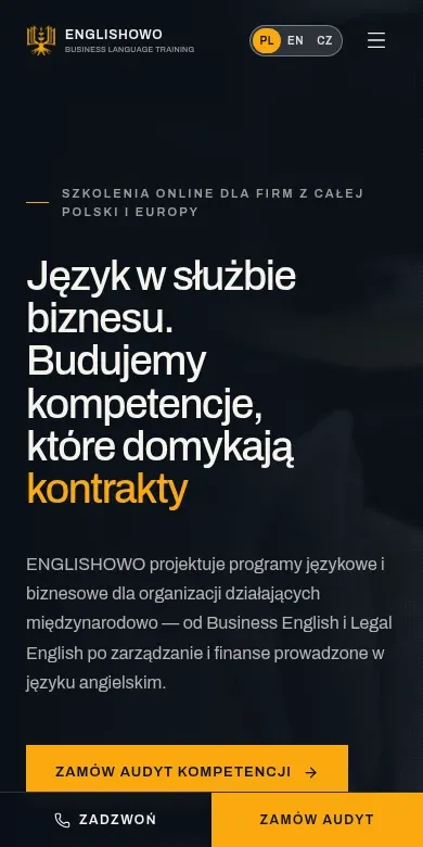 Zrzut ekranu strony: Strona główna — ENGLISHOWO